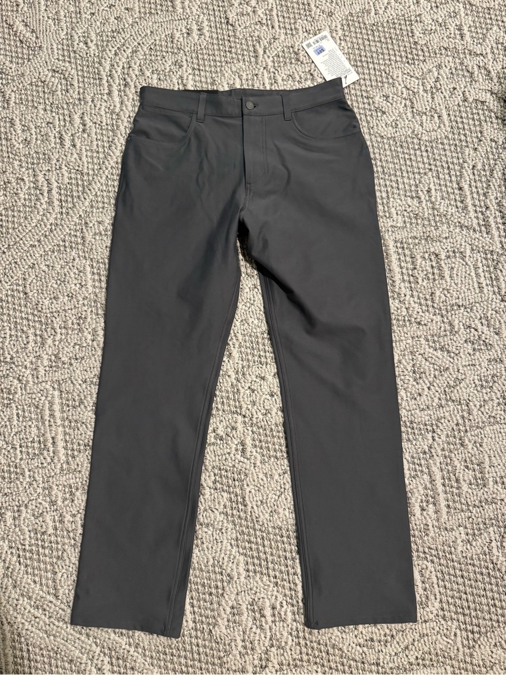 New Lululemon Men's Easy Five Classic Straight Pants 32Wx32L Charcoal Gray